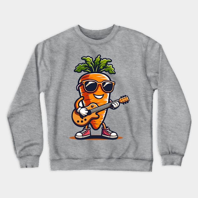 Carrot Playing Guitar Crewneck Sweatshirt by Graceful Designs